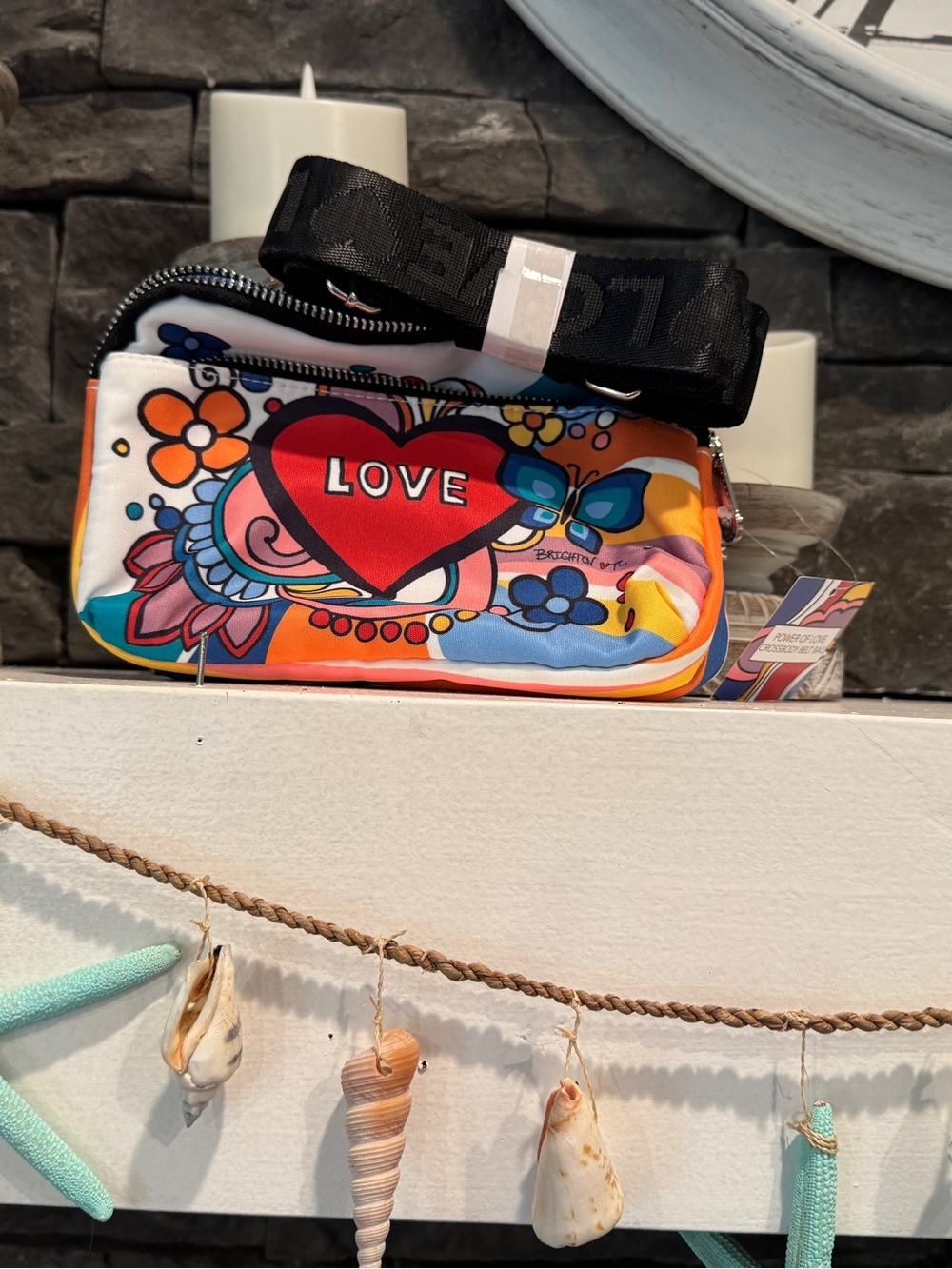 Brighton crossbody bag with a Colorful 'LOVE' Heart Print - Picture 8 of 14